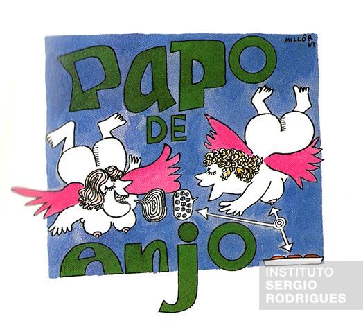 Folder do restaurante Papo de Anjo com desenho de Millôr Fernandes em 1969, ano de sua inauguração.