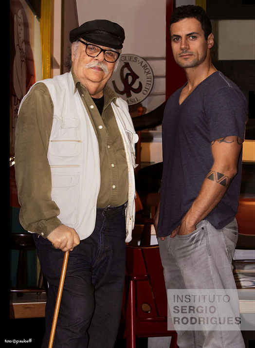 Sergio Rodrigues with Zanini de Zanine Caldas, at his studio in Botafogo - Rio de Janeiro, in the 2000s.