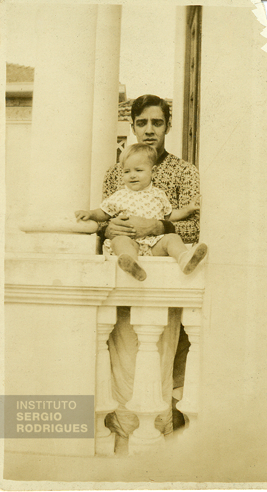 Roberto Rodrigues (father) with Sergio Rodrigues (at age 1) at his residence at Rua Joaquim Nabuco - Copacabana, Rio de Janeiro, 1928.