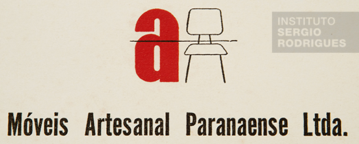Logotipo da loja Móveis Artesanal Paranaense criado pelo artista gráfico Leopold Haar para a unidade de Curitiba em 1953.