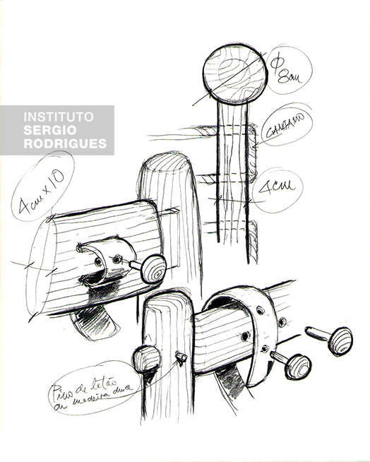 Croqui do detalhe da Poltrona Mole, 1957.